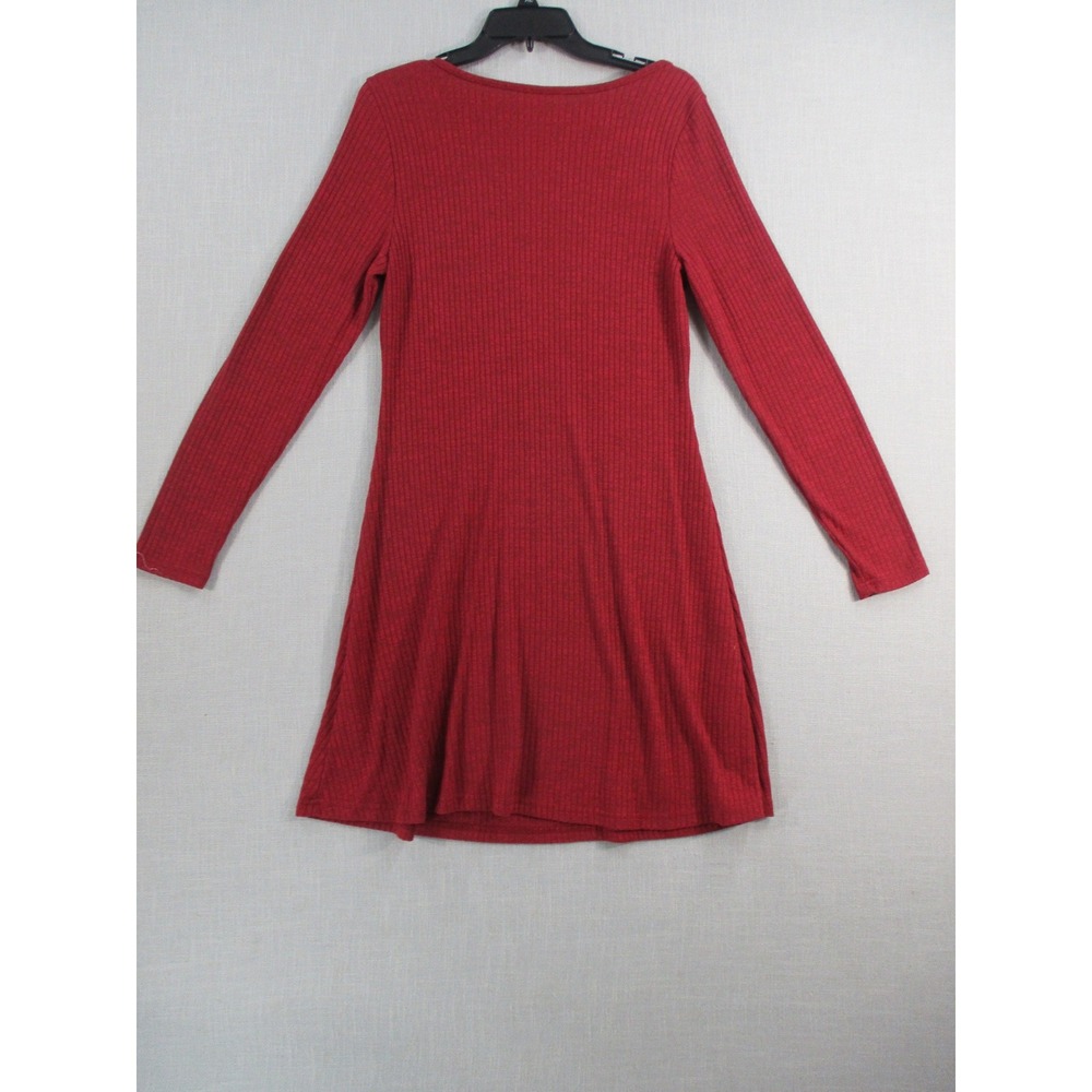 Old‎ Navy Womens Medium Burgundy Red Ribbed Long Sleeve Scoop Neck Mini Dress - Picture 8 of 10